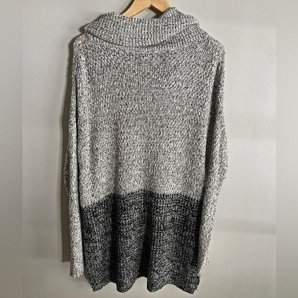 THML gray relaxed fit color-block two tones cozy cowl neck sweater - Picture 6 of 6